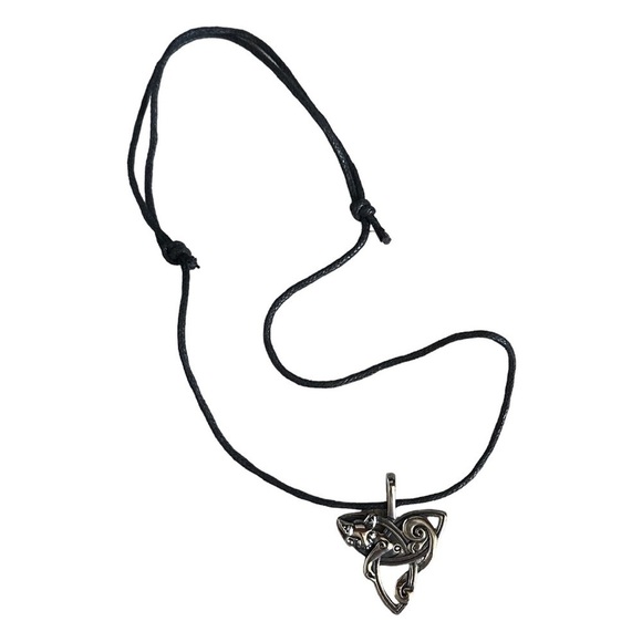 🌺 Boutique Celtic Cat Silver Tone Long Adjustable Pendant Necklace NIB - Picture 3 of 6